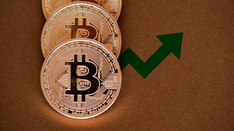 The Bitcoin cryptocurrency value surges higher and higher. 