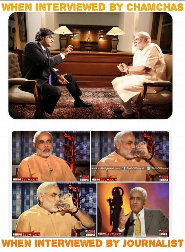 Aaj Tak reposted a meme about Arnab Goswami’s interview with Prime Minister Narendra Modi. 