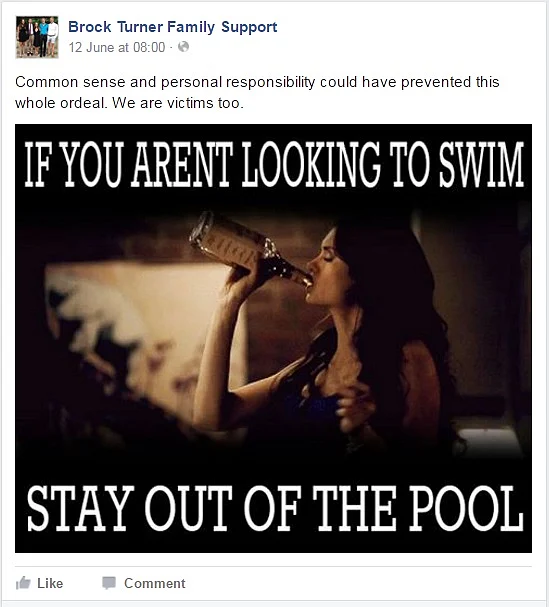 A post from the Facebook page. (Photo Courtesy: Facebook/<a href="https://www.facebook.com/Brock-Turner-Family-Support-1119374058103620/?ref=br_rs">Brock Turner Family Support</a>)