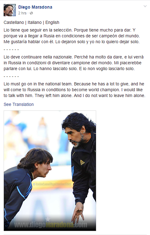 (Photo Courtesy:<a href="https://www.facebook.com/DiegoMaradonaOficial/photos/a.457499340968087.117729.104346839616674/1161879877196693/?type=3&theater"> Facebook/Diego Maradona</a>)