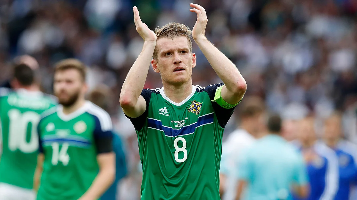 Northern Ireland’s Steven Davis applauds at the end of their match against Germany. (Photo: AP)