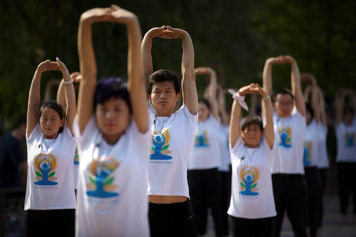 International Yoga Day celebrations in China. (Photo: AP)