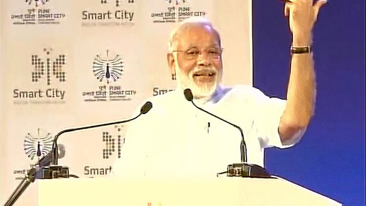 Narendra Modi speaking at the Smart City event. (Photo: Twitter @<a href="https://twitter.com/ANI_news">ANI_news</a>)
