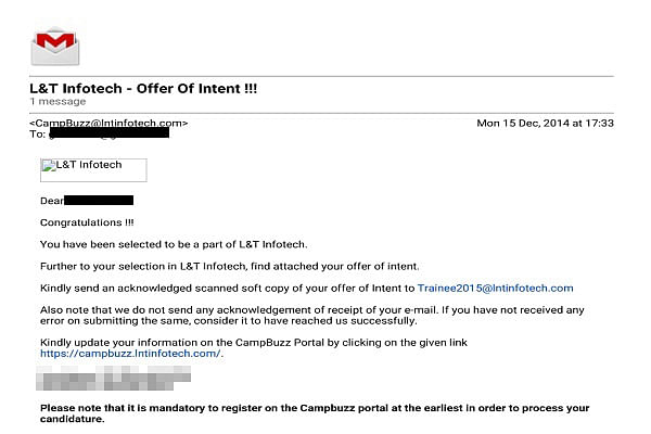 The complete mail trail of over a year’s  stalling by L&T Infotech.