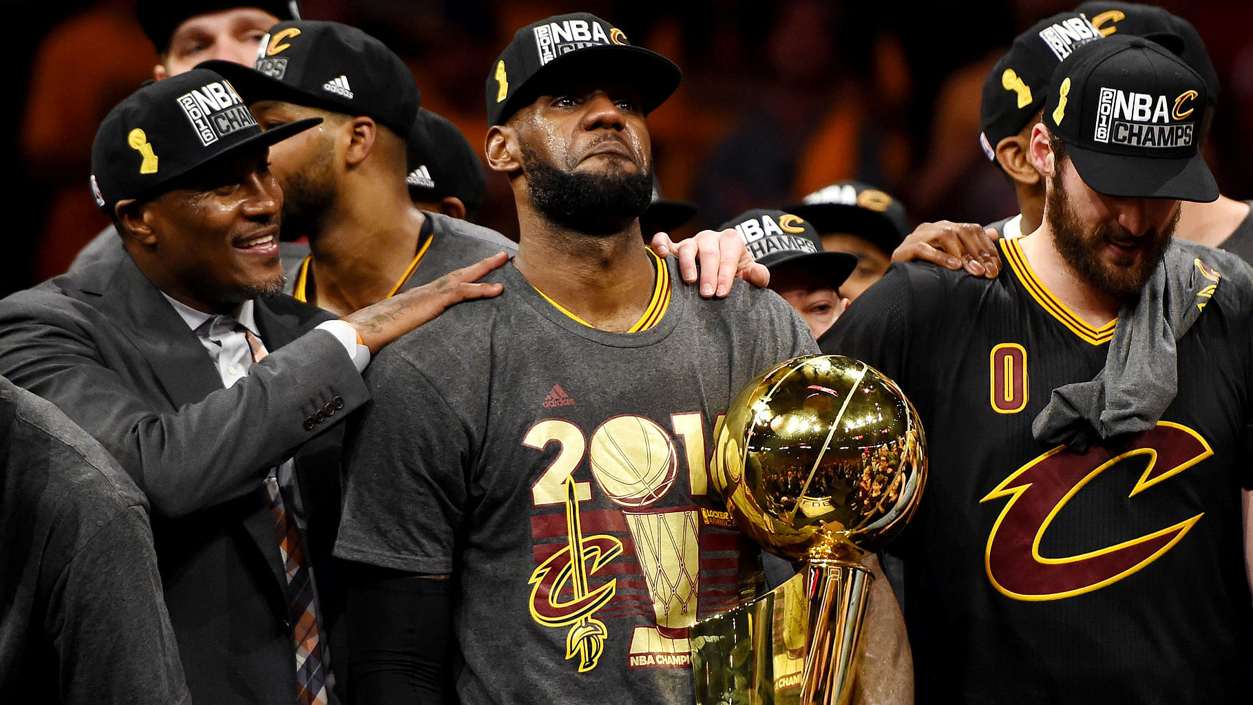 Cleveland Cavaliers forward LeBron James (23) celebrates with the Larry O’Brien Championship Trophy after beating the Golden State Warriors in game seven of the NBA Finals at Oracle Arena. (Photo: Reuters) 