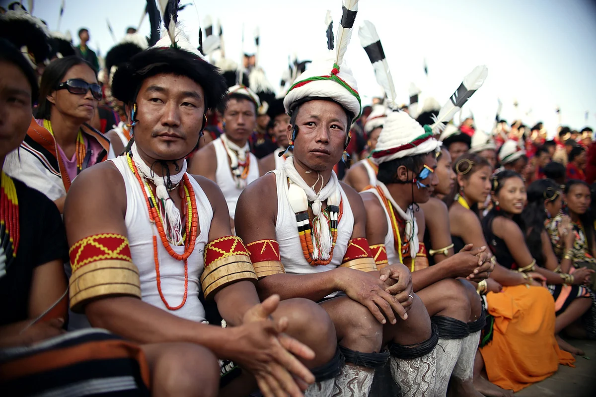 Tribes from Nagaland gather before their annual performance at the Hornbill Festival. (Photo: Souvid Datta)
