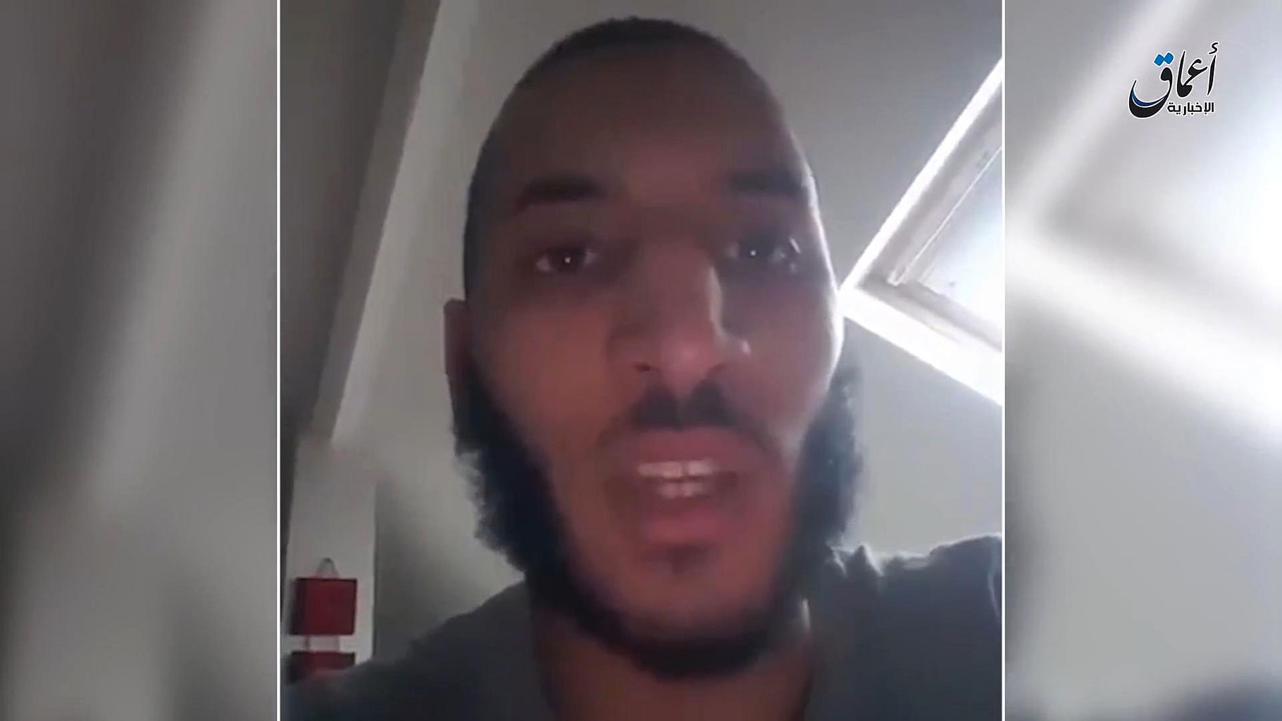 This is a still taken from a video released on 14 June  2015 by ISIS’ Amaq news agency showing Larossi Abballa, the suspect in the i French police couple knifing case, confessing to the killings.  (Photo: AP)