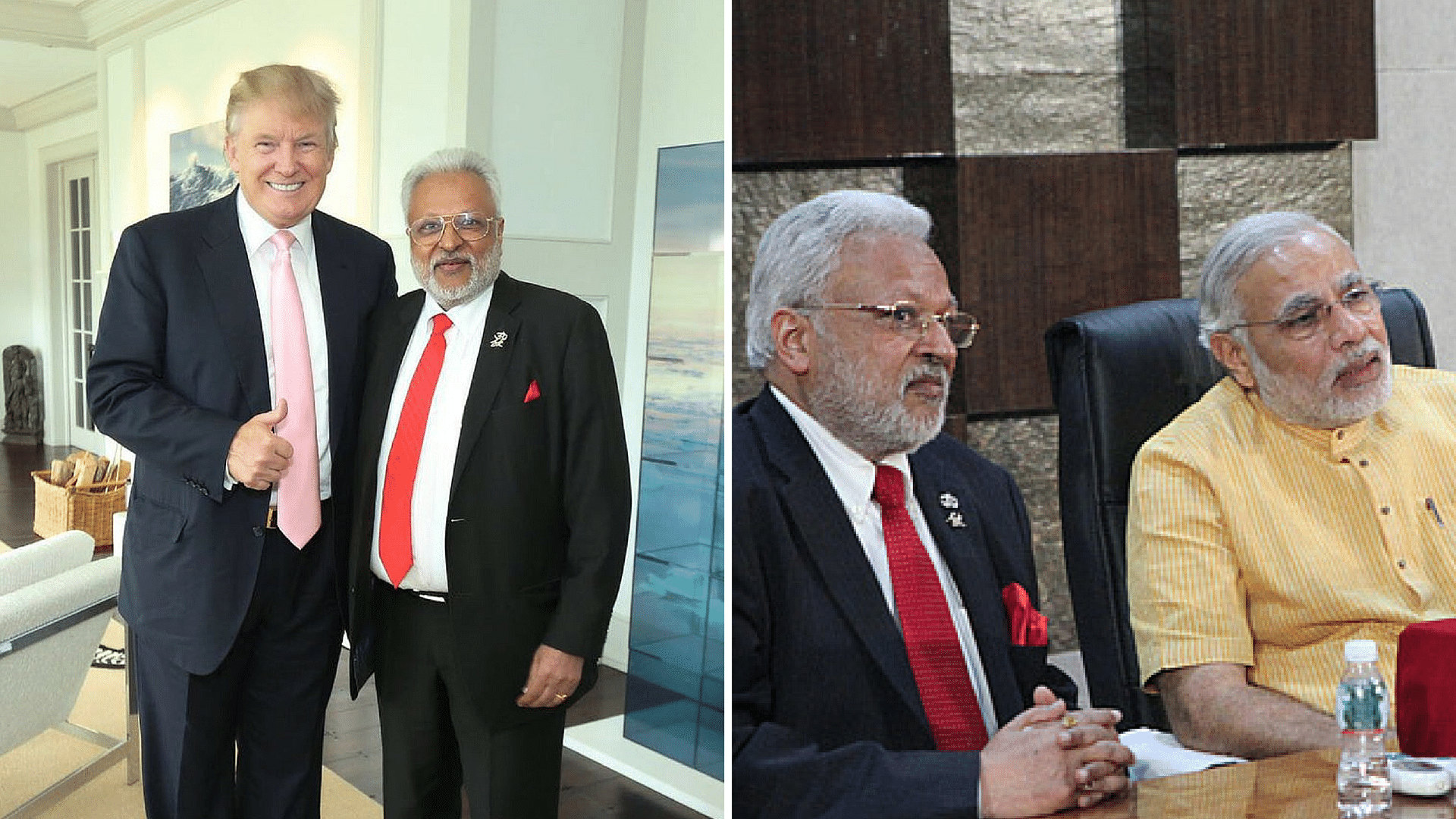 Shalabh Kumar donated USD 898,000 to Trumps Victory Fund and led a campaign for the PM Modi in 2014. (Photo Courtesy: <a href="https://twitter.com/iamshalabhkumar/status/753842958156181504">Twitter/Shalabh Kumar</a>, <a href="http://www.narendramodi.in/gujarat-cm-confers-with-ex-speaker-in-us-congress-of-american-republican-party-over-skype-5199">www.narendramodi.in</a>)