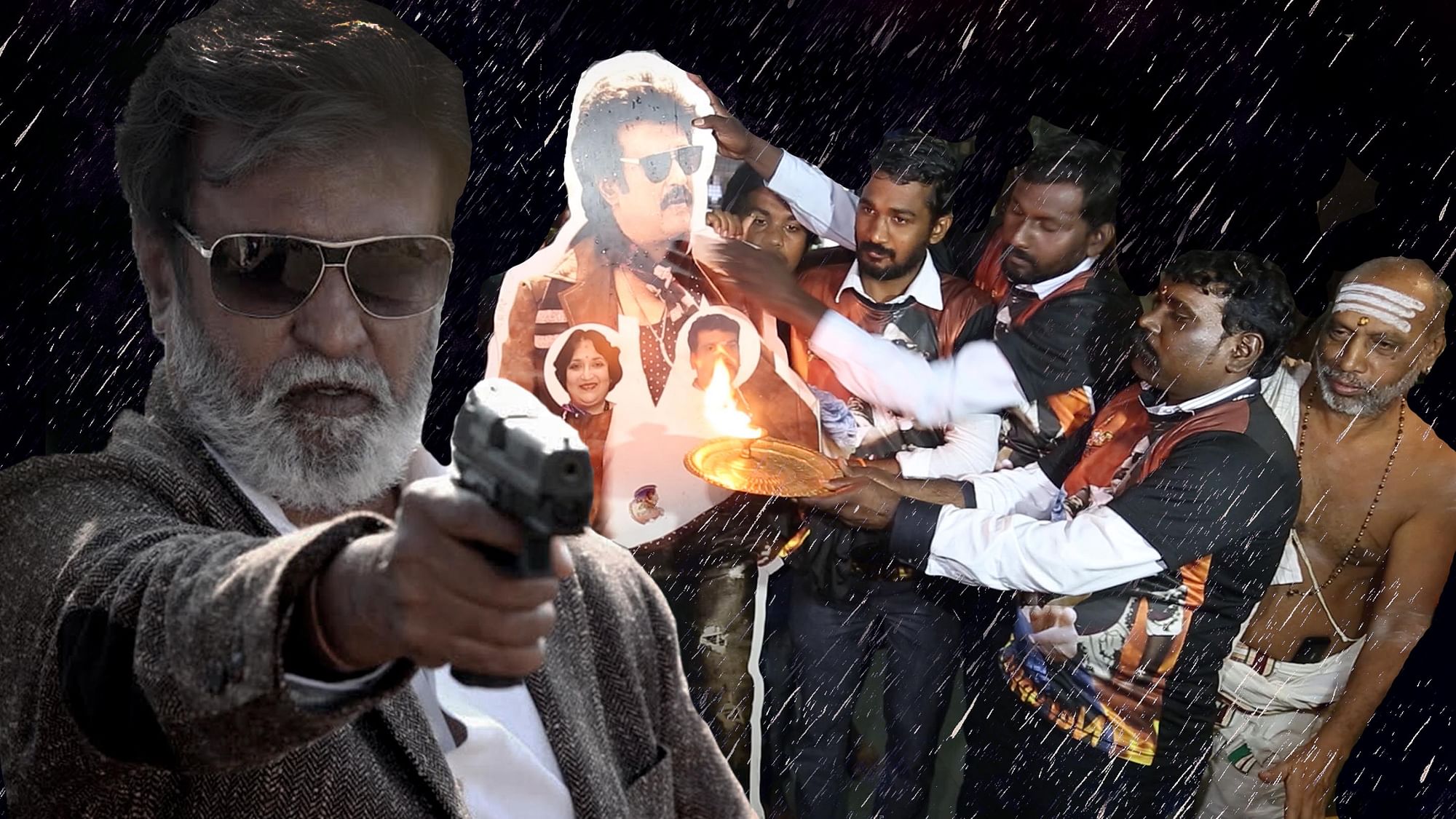When Rajinikanth descended among his fans. (Photo: Altered by The Quint)