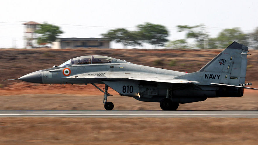 A MiG-29K aircraft prepares to take off at INS Hansa. (Photo: <a href="http://indiannavy.nic.in/content/mig-29k">Indian Navy</a>)