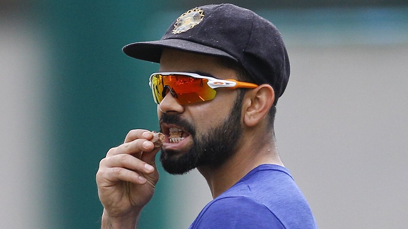 Indian Test skipper Virat Kohli during a training session in Bengaluru before leaving for the West Indies tour (Photo: AP)