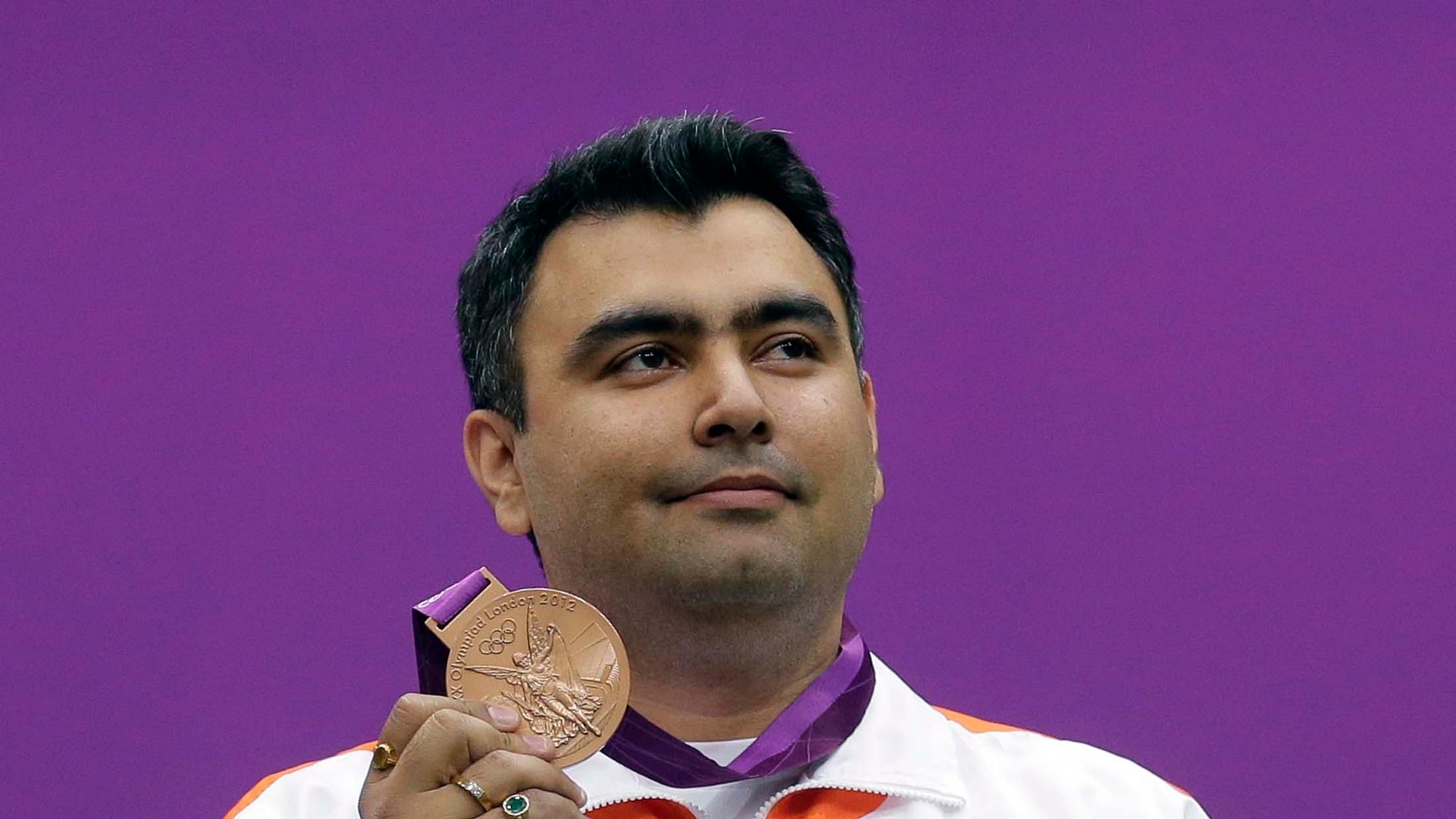 <div class="paragraphs"><p>India’s Gagan Narang poses with his bronze medal during the 10m air rifle men’s victory ceremony at the Royal Artillery Barracks during the London 2012 Olympic Games. </p></div>