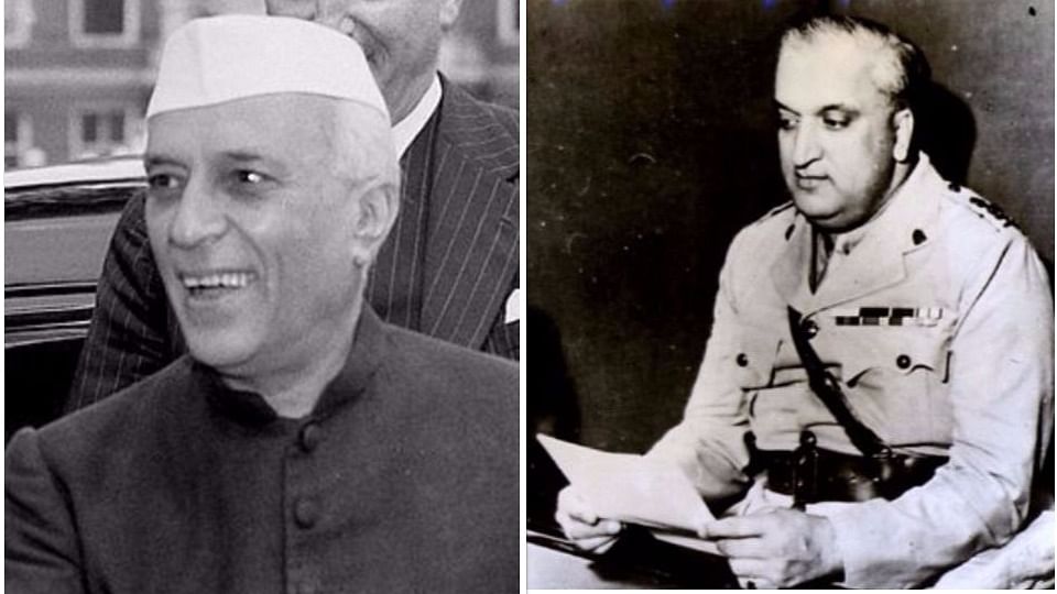 Jawaharlal Nehru and Maharaja of Kashmir, Hari Singh. Photo altered by <b>The Quint</b>. 
