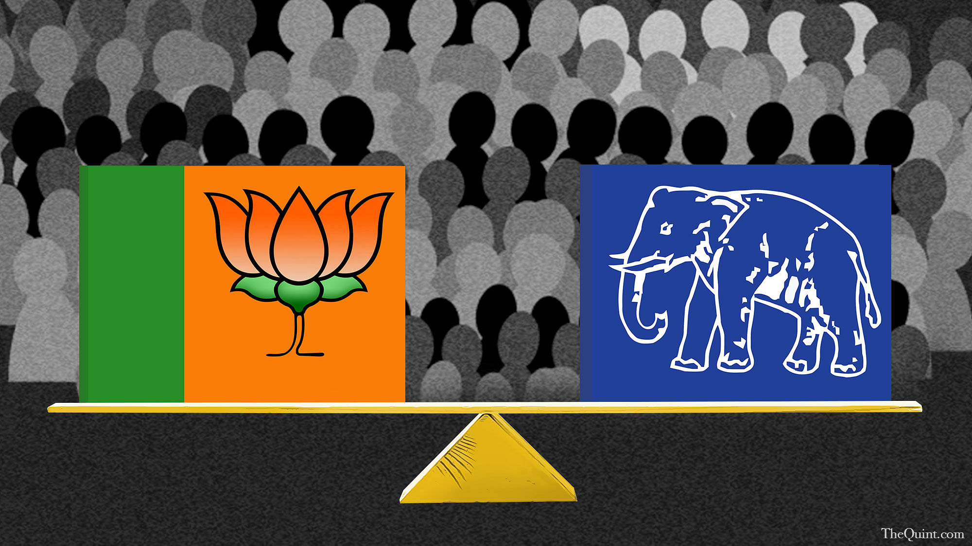 The BJP and the BSP battle it out in the run-up to the state Assembly elections. (Photo: The Quint)