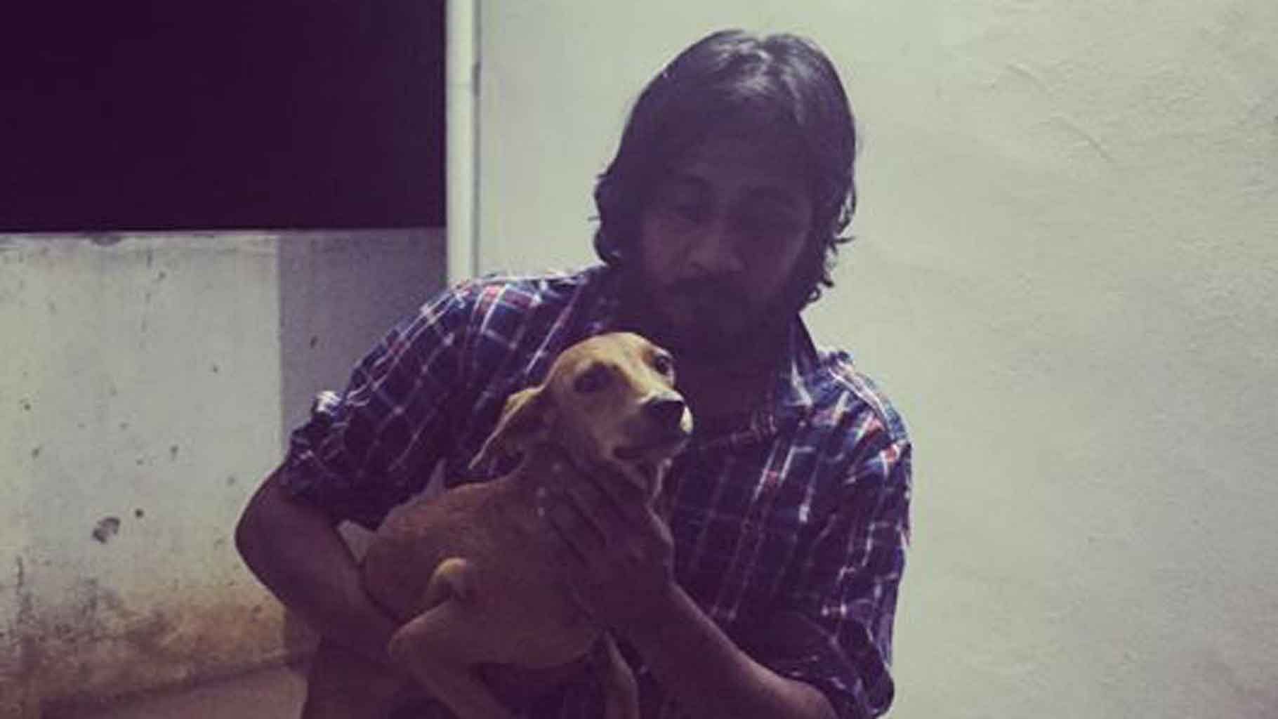 An animal activist with ‘Bhadra’, who was thrown off the terrace of the three storey building in Chennai. (Photo Courtesy: Facebook/<a href="https://www.facebook.com/shravan.krishnan.10">Shravan Krishnan</a>)