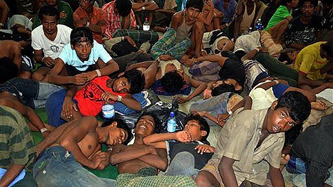 Illegal immigrants from Bangladesh at a processing centre. (Photo: AP)