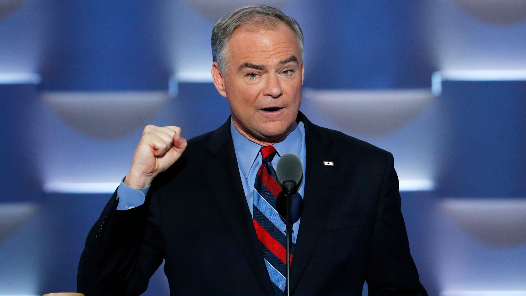 

Democratic vice presidential candidate Tim Kaine speaking during the third day of the Democratic National Convention in Philadelphia. (Photo: AP)
