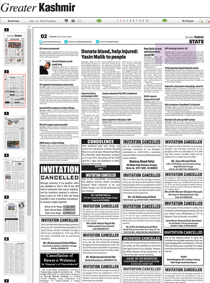 Tuesday’s edition of Greater Kashmir offers an insight into how life has been disrupted in the Valley. 