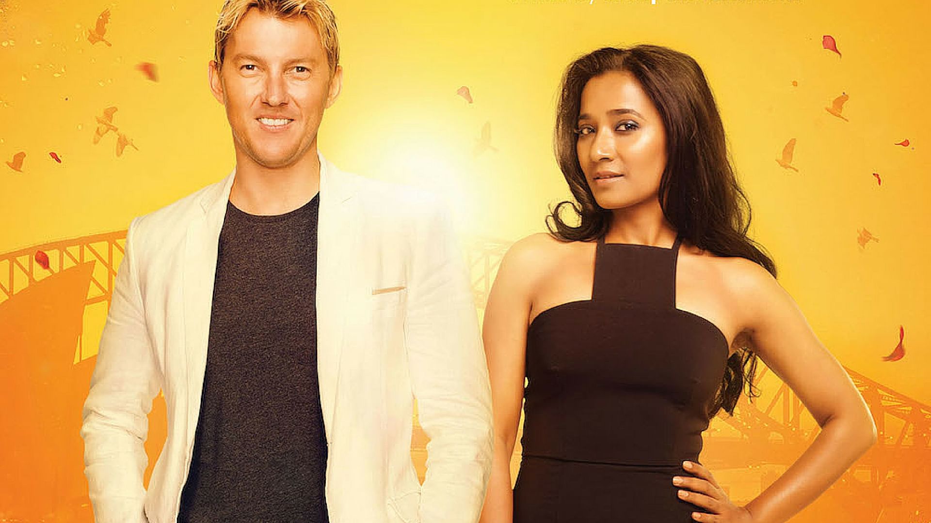 Bret Lee and Tannishtha Chatterjee in the poster of <i>unIndian</i>.&nbsp;