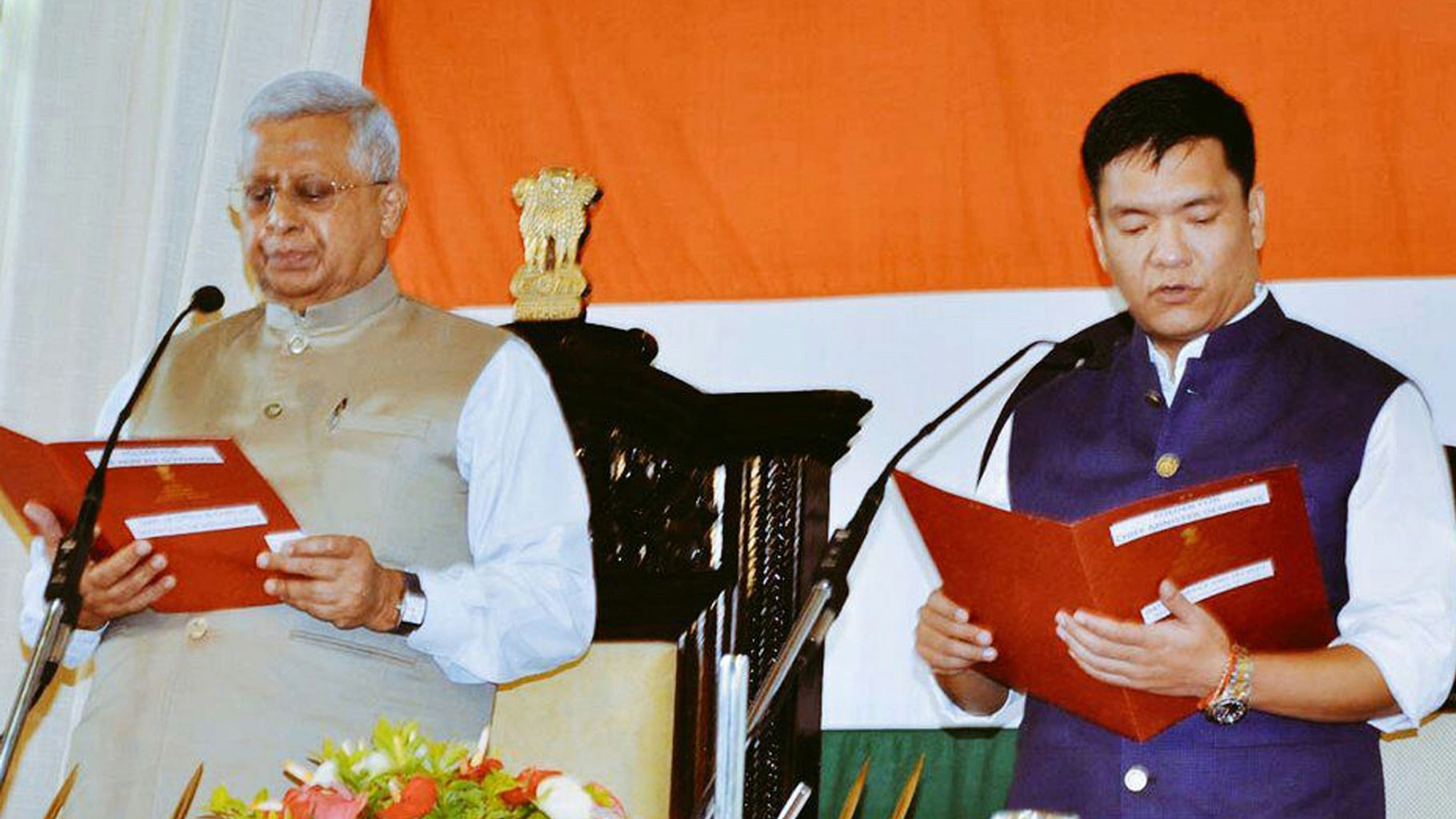 Pema Khandu takes oath as Arunachal CM. (Photo: IANS)