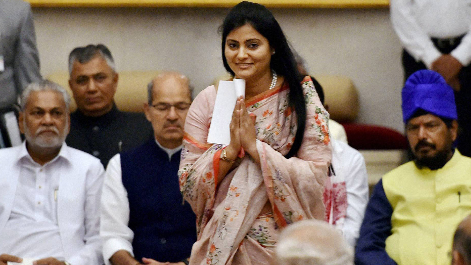 Apna Dal leader Anupriya Patel before being sworn-in as Minister of State at a ceremony at Rashtrapati Bhavan in New Delhi on Tuesday. (Photo: PTI)