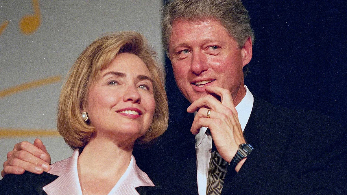Former US President Bill Clinton with Hillary Clinton in 1994. 