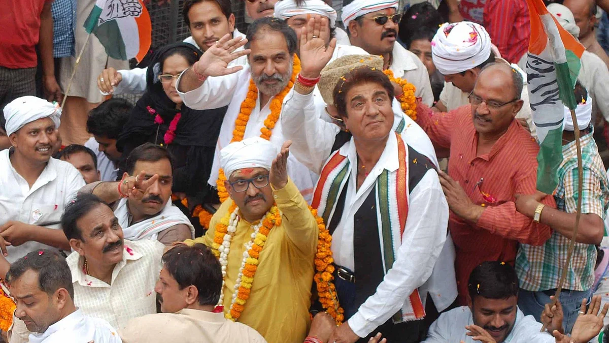 Actor-turned-politician Raj Babbar at a Congress rally in April 2014. (Photo Courtesy: Facebook/<a href="https://www.facebook.com/rajbabbarMP/photos/a.485808688156396.1073741828.475116902558908/637721219631808/?type=3&theater">Raj Babbar</a>)