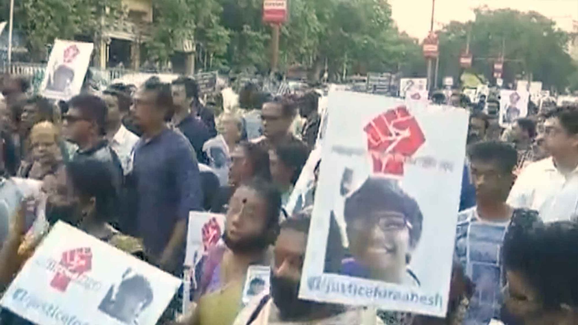 People carry out silent protest demanding justice for Abesh. (Photo Courtesy: ANI Screegrab)