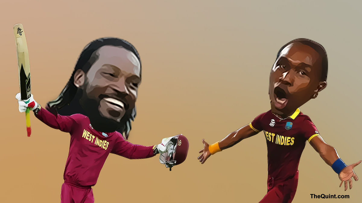 Chris Gayle and Dwayne Bravo are two of the most charged up players of West Indies. (Photo altered by&nbsp;<b>The Quint</b>)