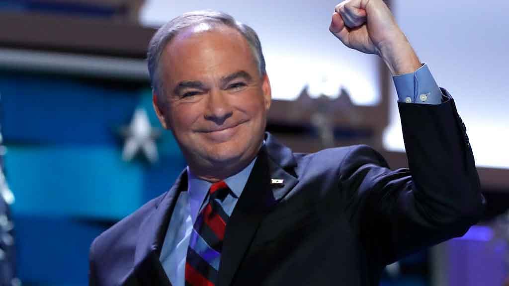 Hillary Clinton’s running mate Tim Kaine on the third day of the Democratic National Convention (Photo: AP)