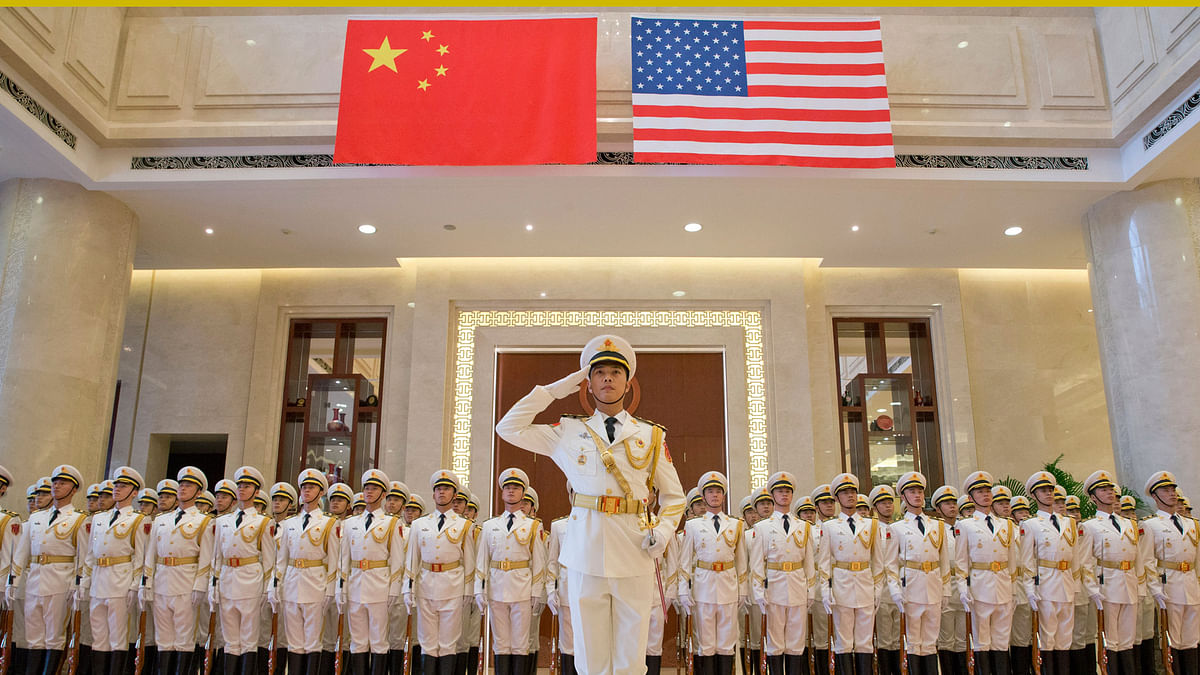 A navy  guard prepares for a welcome ceremony for U.S. Chief of Naval Operations in Beijing on 18th July 2016. (Photo Courtesy: AP)