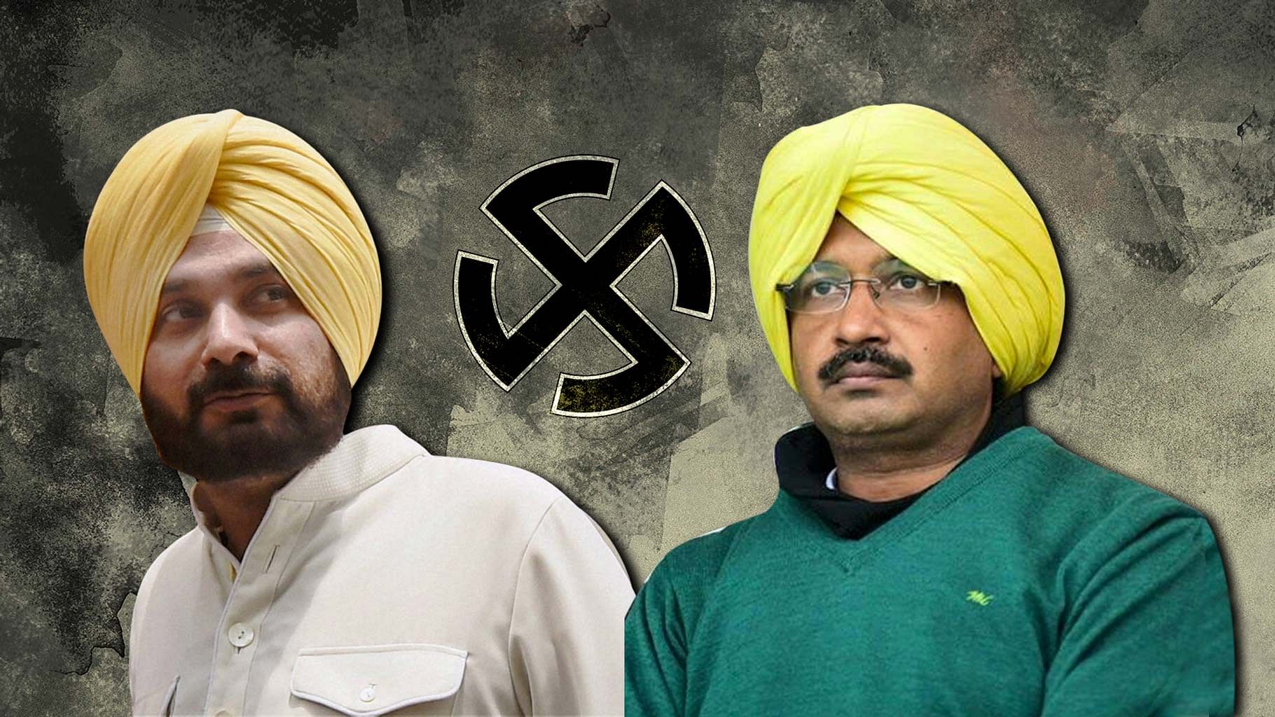 Navjot Singh Sidhu and Delhi Chief Minister Arvind Kejriwal (right). (Photo: <b>The Quint</b>)