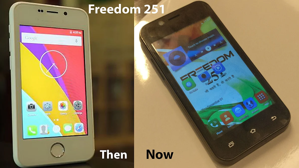 The prototype Freedom 251 (Right) and the final product (Left) (<b>The Quint</b>)