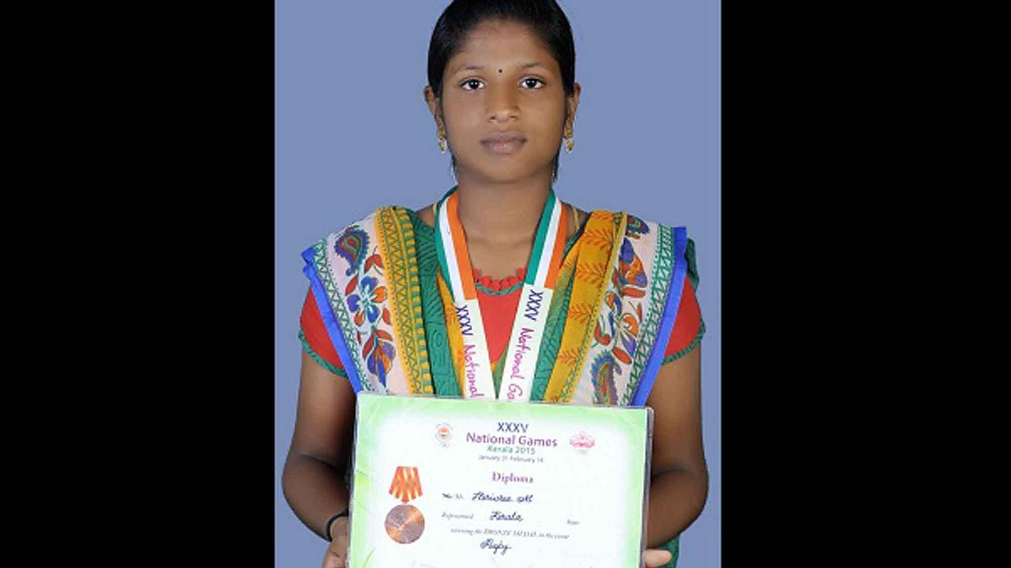 File photo of national level rugby player Harishree. (Photo: TNM)