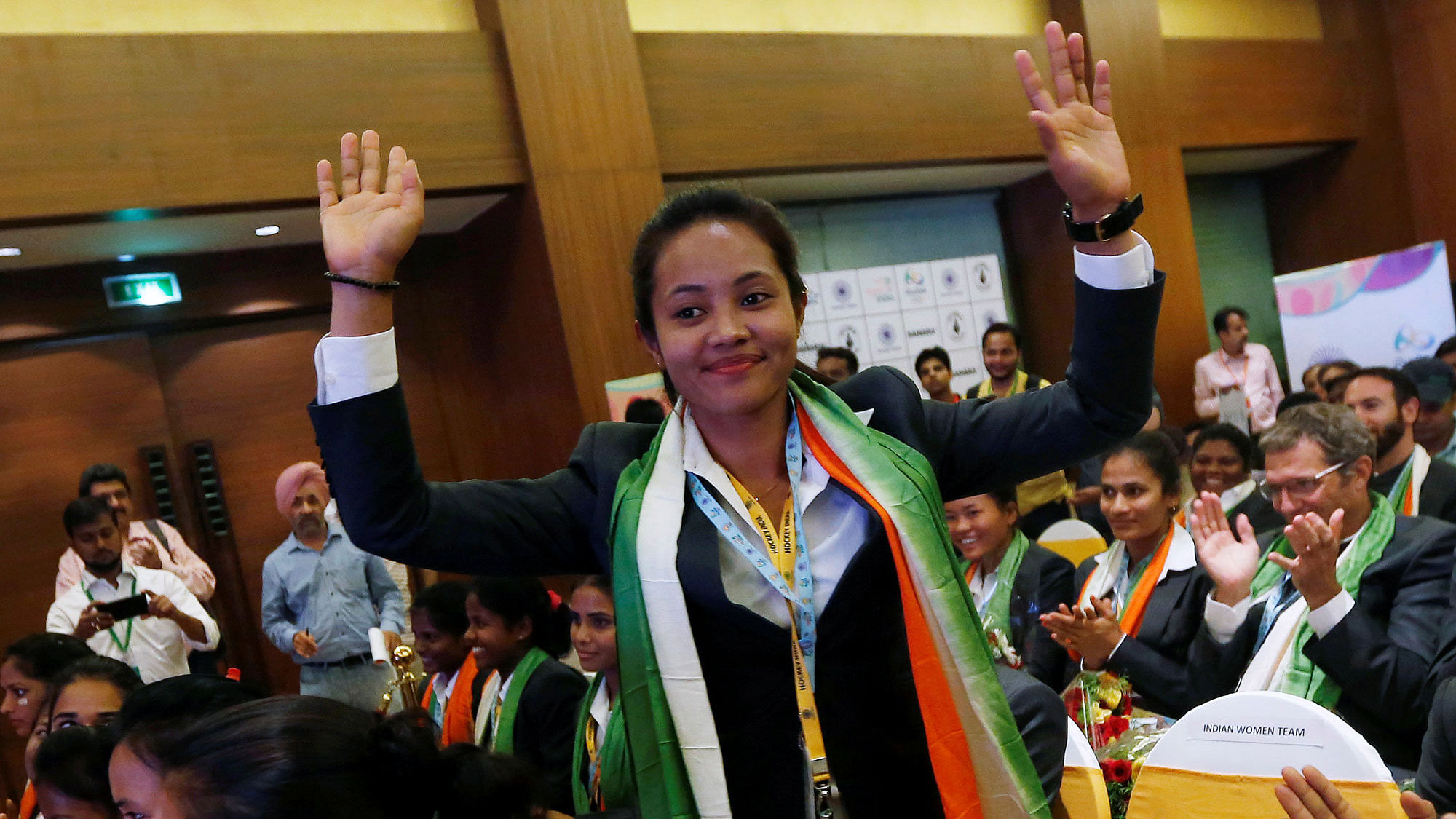 Indian women’s hockey team captain Sunita Chanu at the team announcement ceremony in New Delhi on Tuesday. (Photo: Reuters)