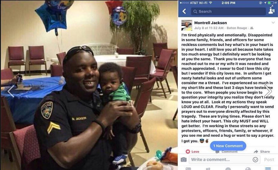In the Facebook post, Jackson said while in uniform he got nasty looks and  some considered him a threat.