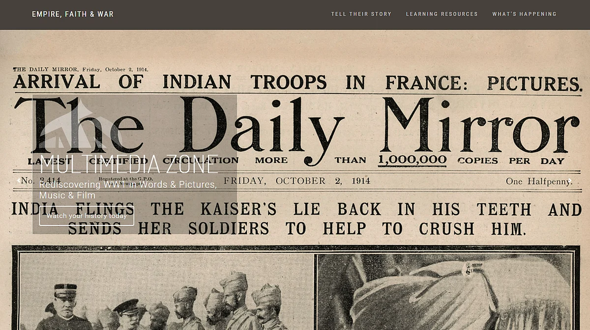 Looking into the archives. (Screenshot Courtesy: <i><a href="http://www.empirefaithwar.com/page-6">Empire, Faith & War: The Sikhs and World War One</a>)</i>