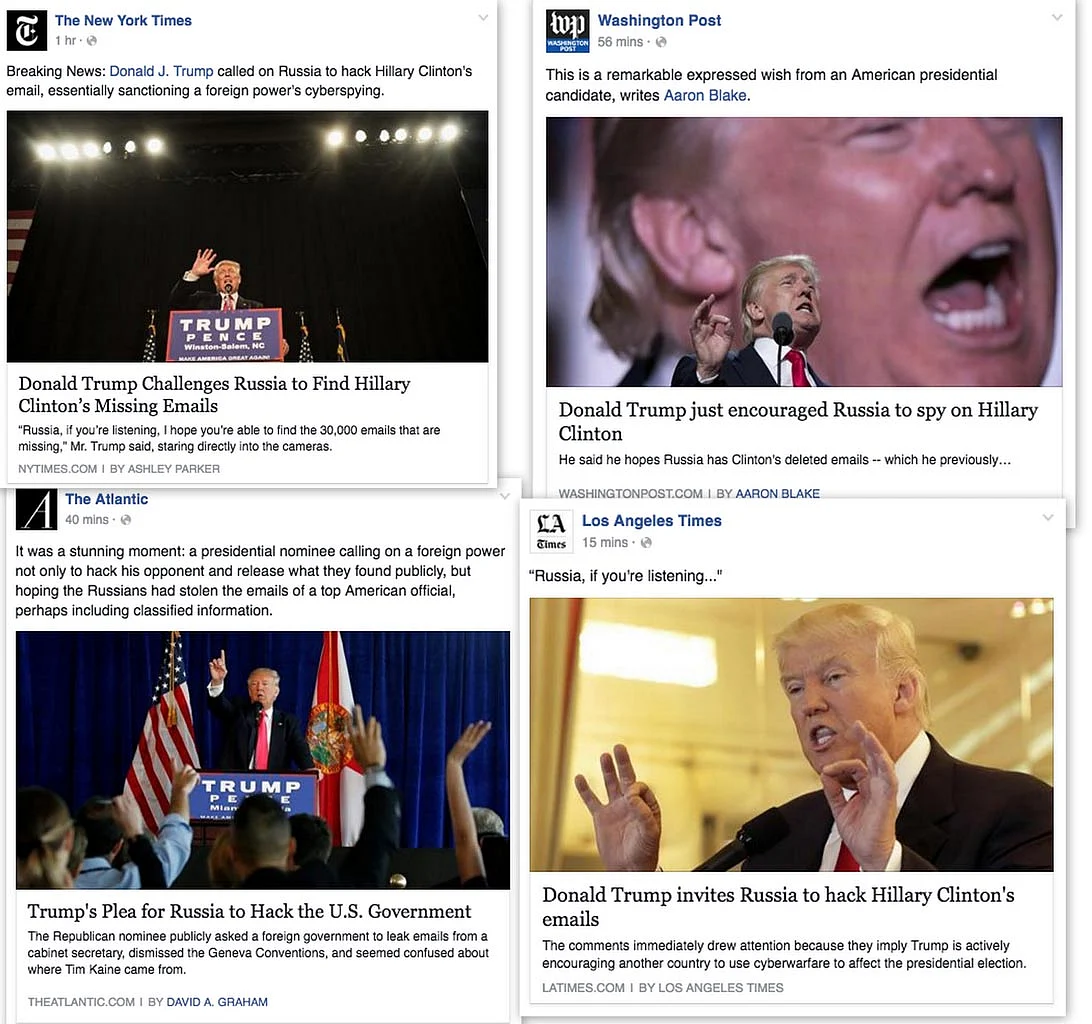 Trump’s call to Russia to hack into the emails of the Democratic Party’s official nominee for presidency, has left many of the American media houses stunned.