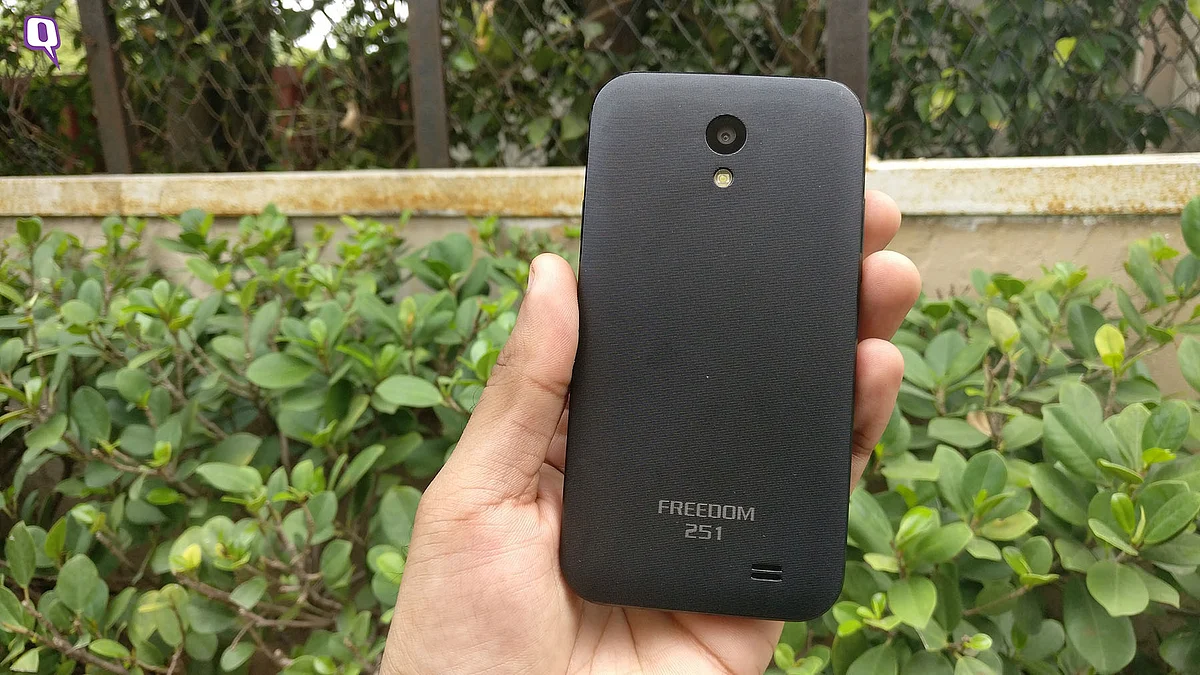 Textured back finish on the Freedom 251 phone. (Photo: <b>The Quint</b>)
