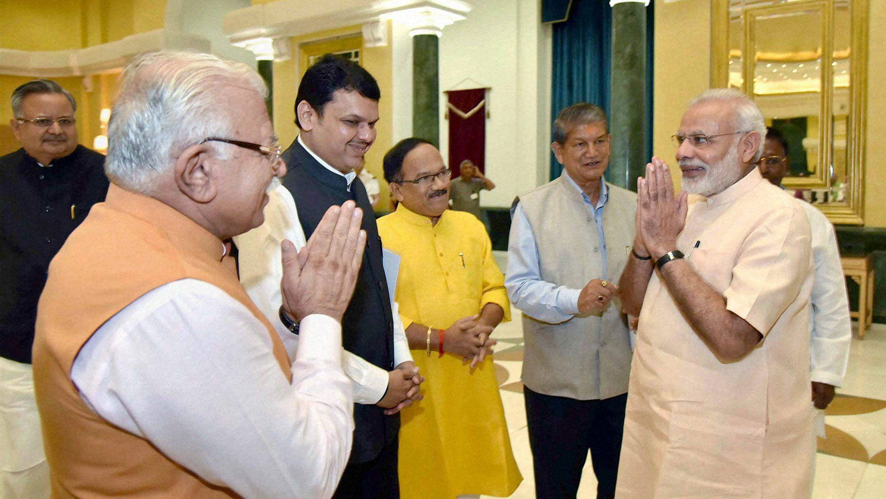 File photo of Prime Minister Narendra Modi with Maharashtra Chief Minister  Devendra Fadnavis and others.