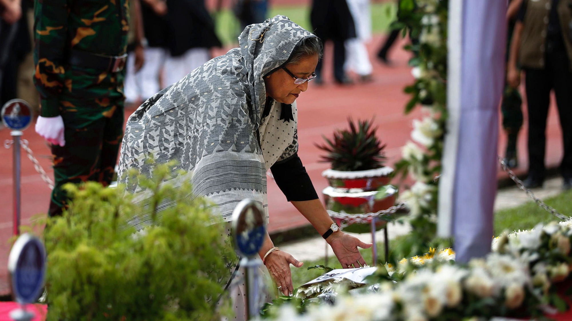 Bangladesh Prime Minister Sheikh Hasina pays tribute to the victims of the tragedy. (Photo: AP)