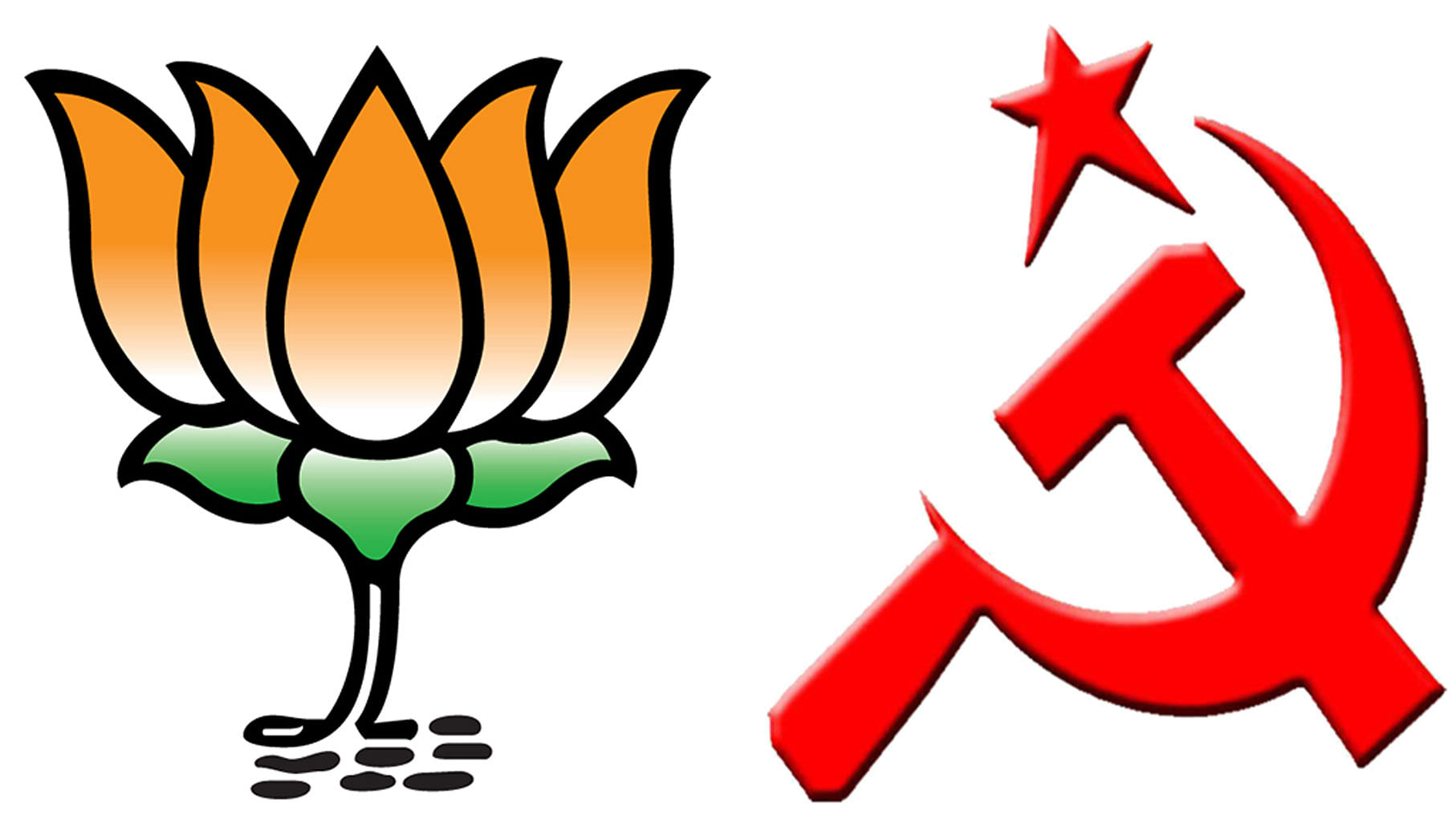 The BJP (left) and CPI(M) logo. (Photo: <b>The Quint</b>)