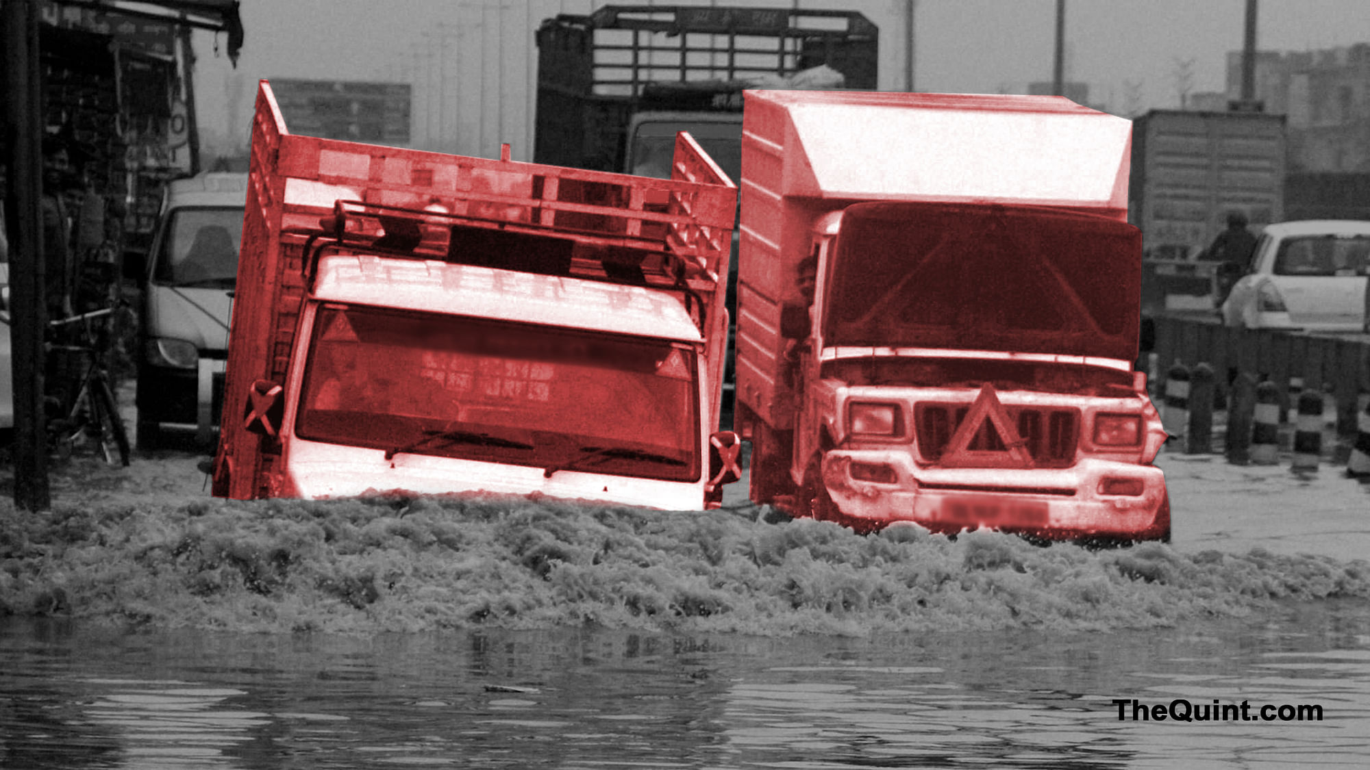 Flooding has traffic at a standstill. (Image altered by <b>The Quint</b>)