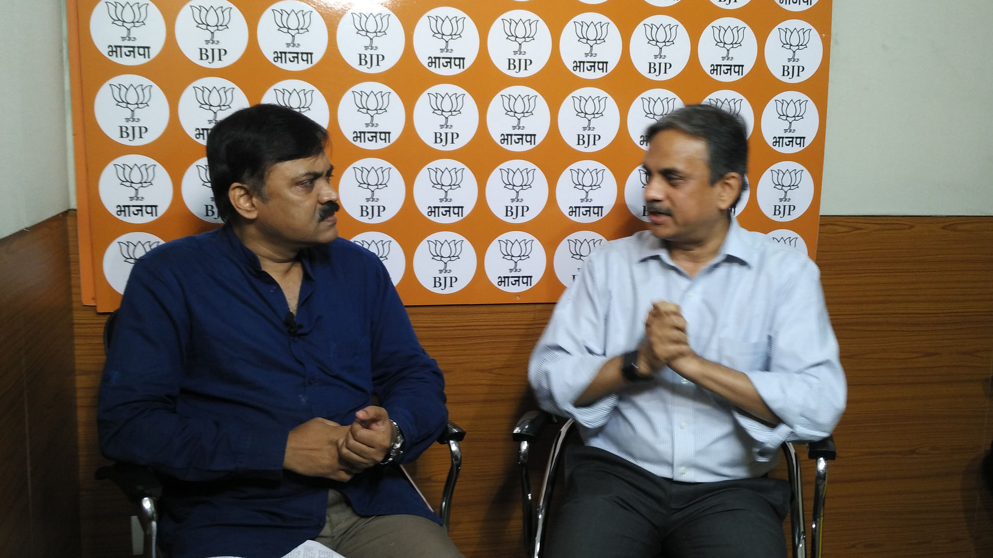 BJP Spokesperson GVL Narsimha Rao in conversation with Sanjay Pugalia (Photo: The Quint)