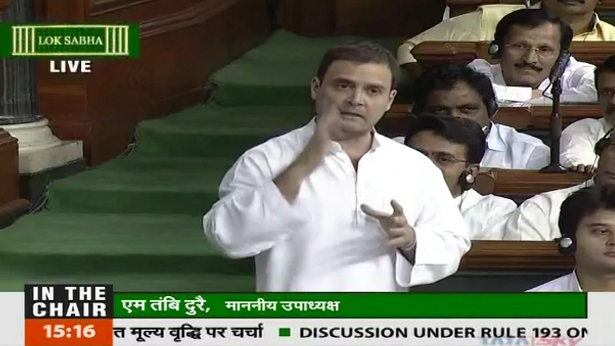 Congress Vice President Rahul Gandhi in the Lok Sabha on Thursday, 28 July 2016. (Photo Courtesy: LSTV)
