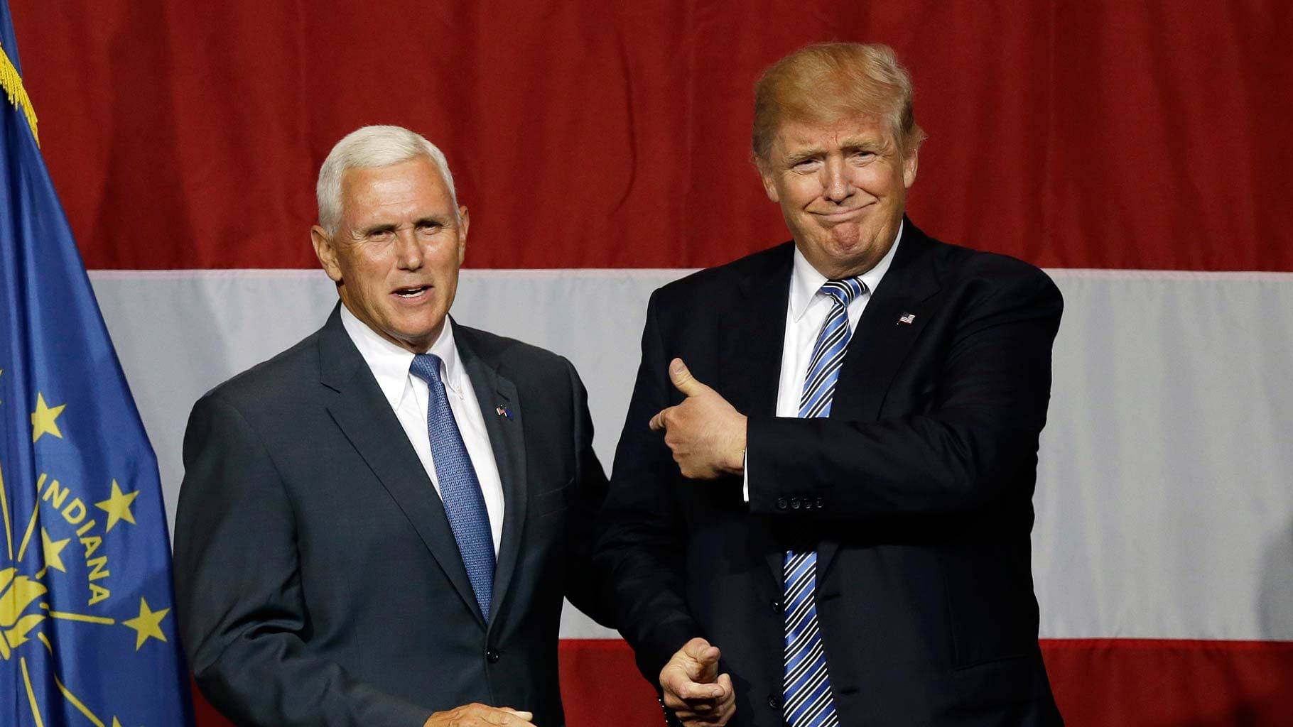 Republican vice presidential candidate Mike Pence with Trump.&nbsp;