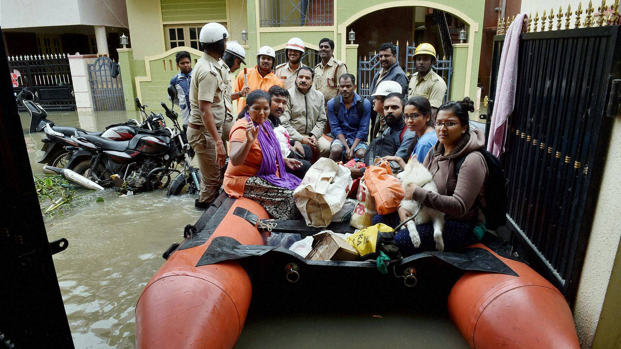 Rescue operations carried out to help people stranded in Bengaluru rains (Photo: PTI)