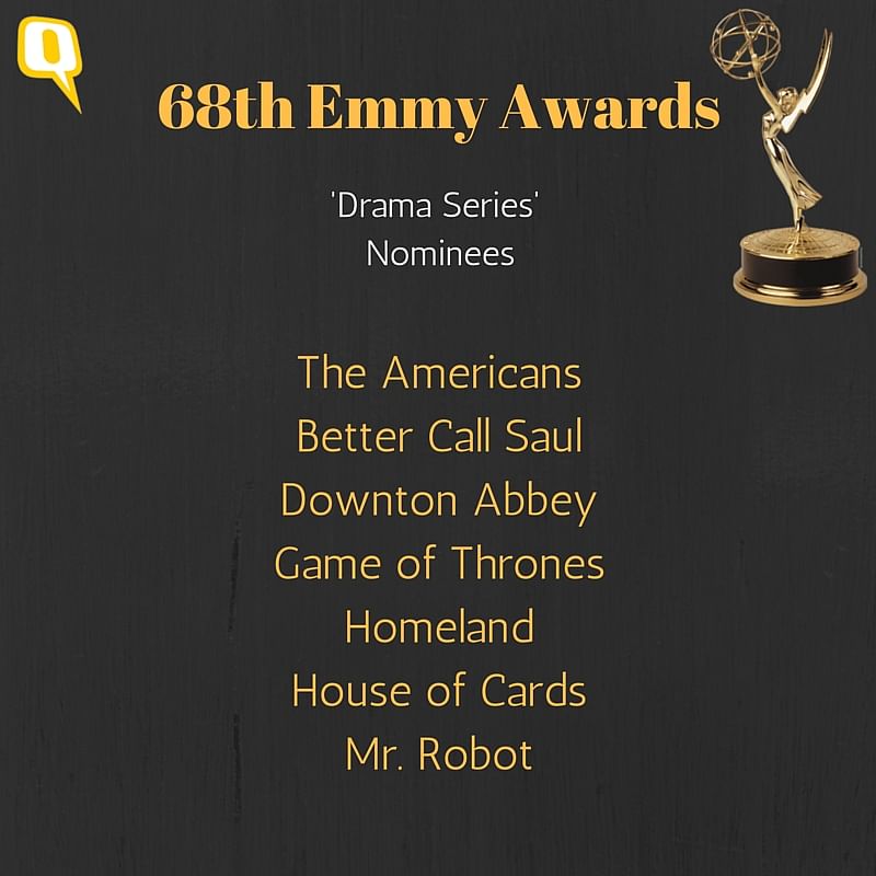 Nominations for the 68th Emmy awards are out and it looks like ‘The Game Of Thrones’ will be the big winner again.