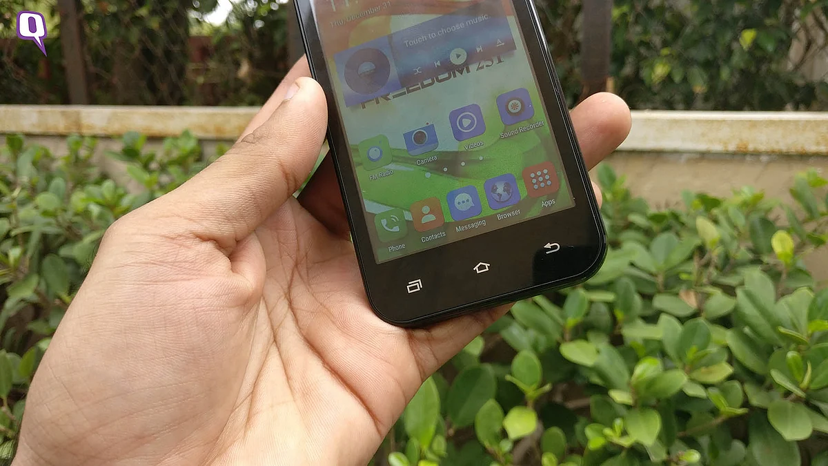 Soft buttons on the Freedom 251 phone. (Photo: <b>The Quint</b>)