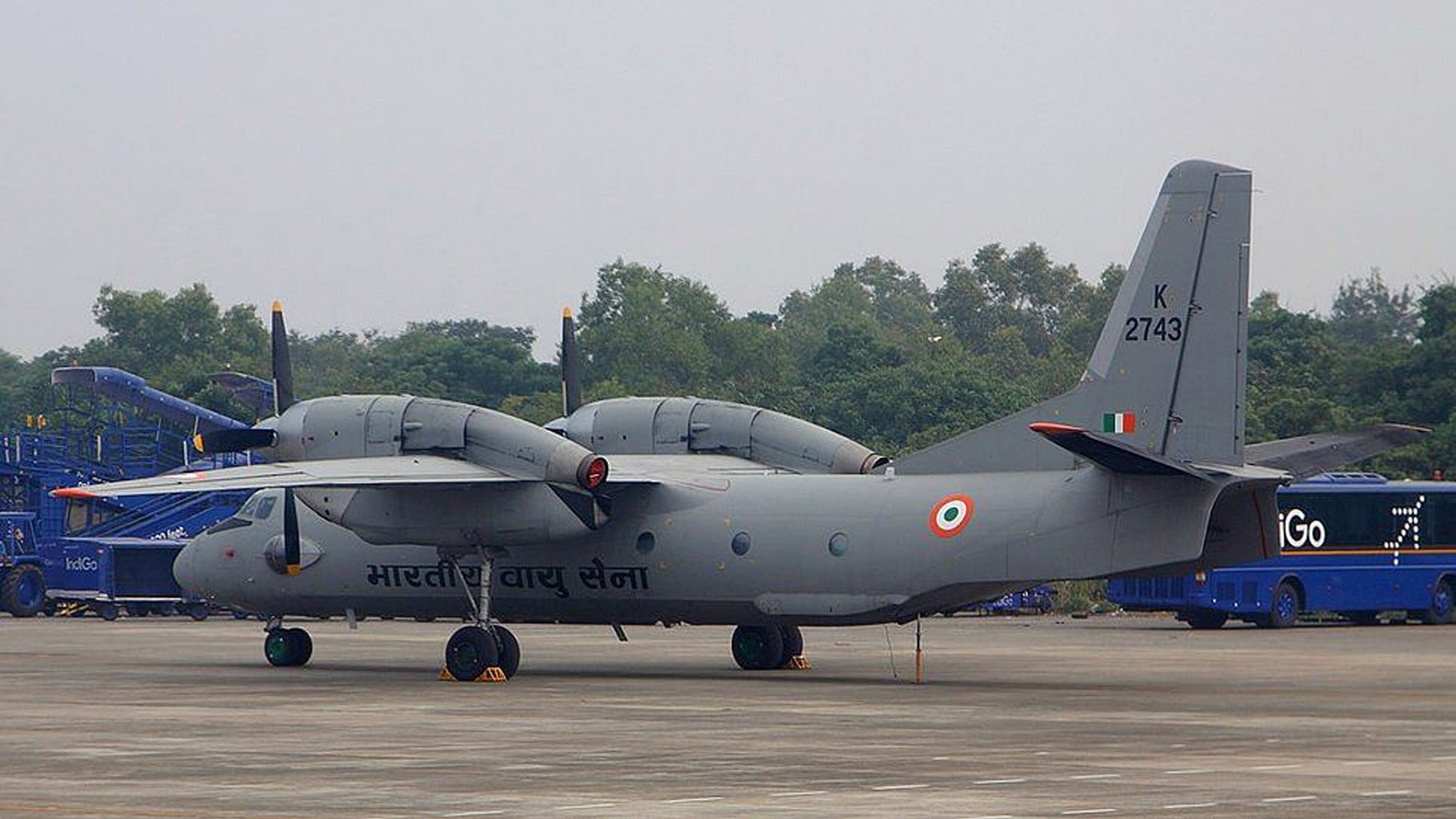 File photo of the Indian Air Force An-32 (K-2743) that’s currently missing over the Bay of Bengal. (Photo Courtesy: Twitter/<a href="https://twitter.com/ShivAroor">@ShivAroor</a>)